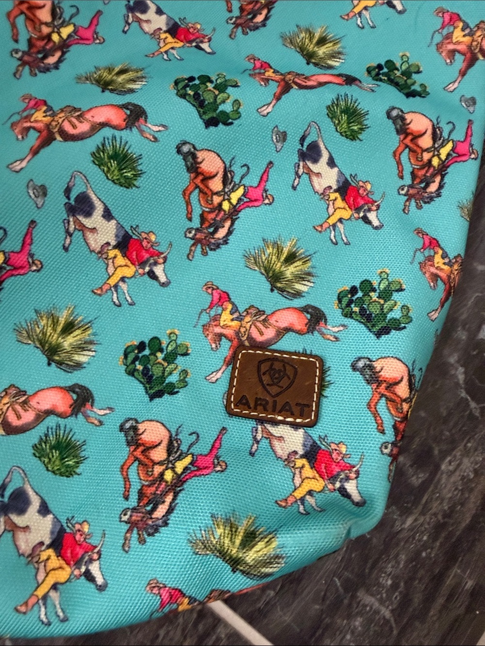 ARIAT TURQUOISE BRONCO CRUISER TOTE western rodeo - Picture 2 of 4